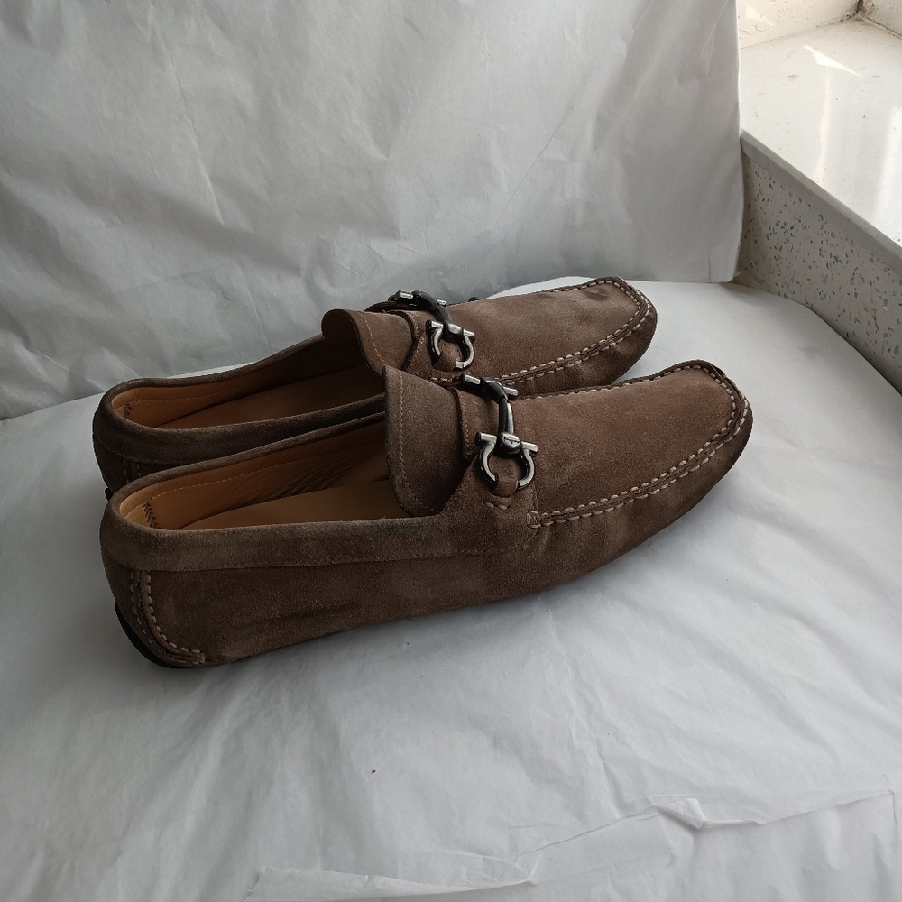Salvatore Ferragamo Parigi  Gancini Suede Drivers men's loafers US 10.5D
